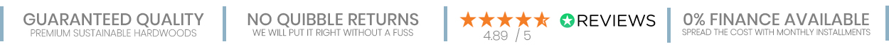 Guaranteed quality, no quibble returns, 4.89/5 reviews, 0% finance available